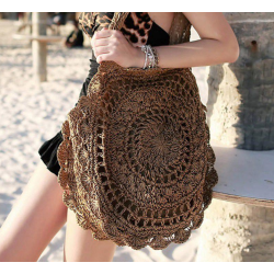 vintage straw knit shoudler bag