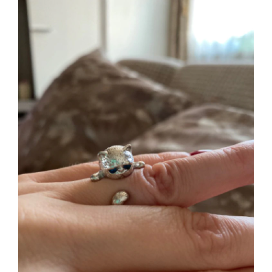 sterling silver cat ring