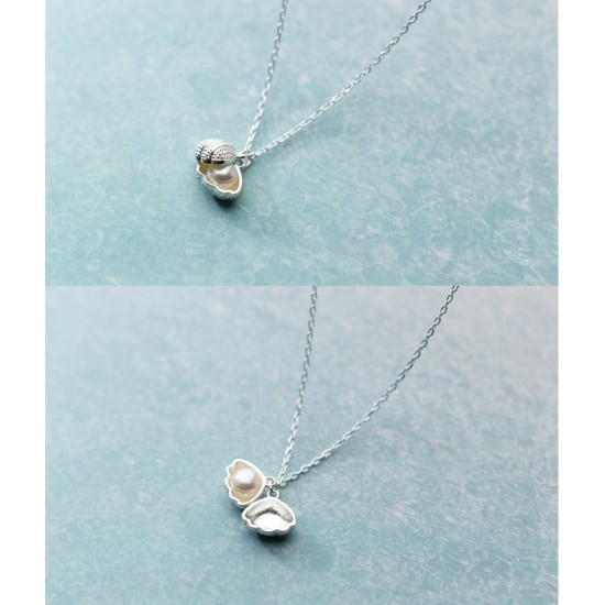 pearl locket sterling silver necklace