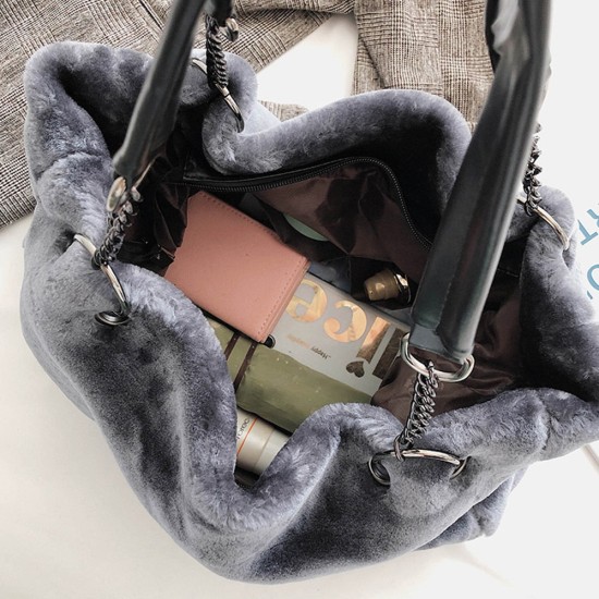 velvet plush shoulder bag